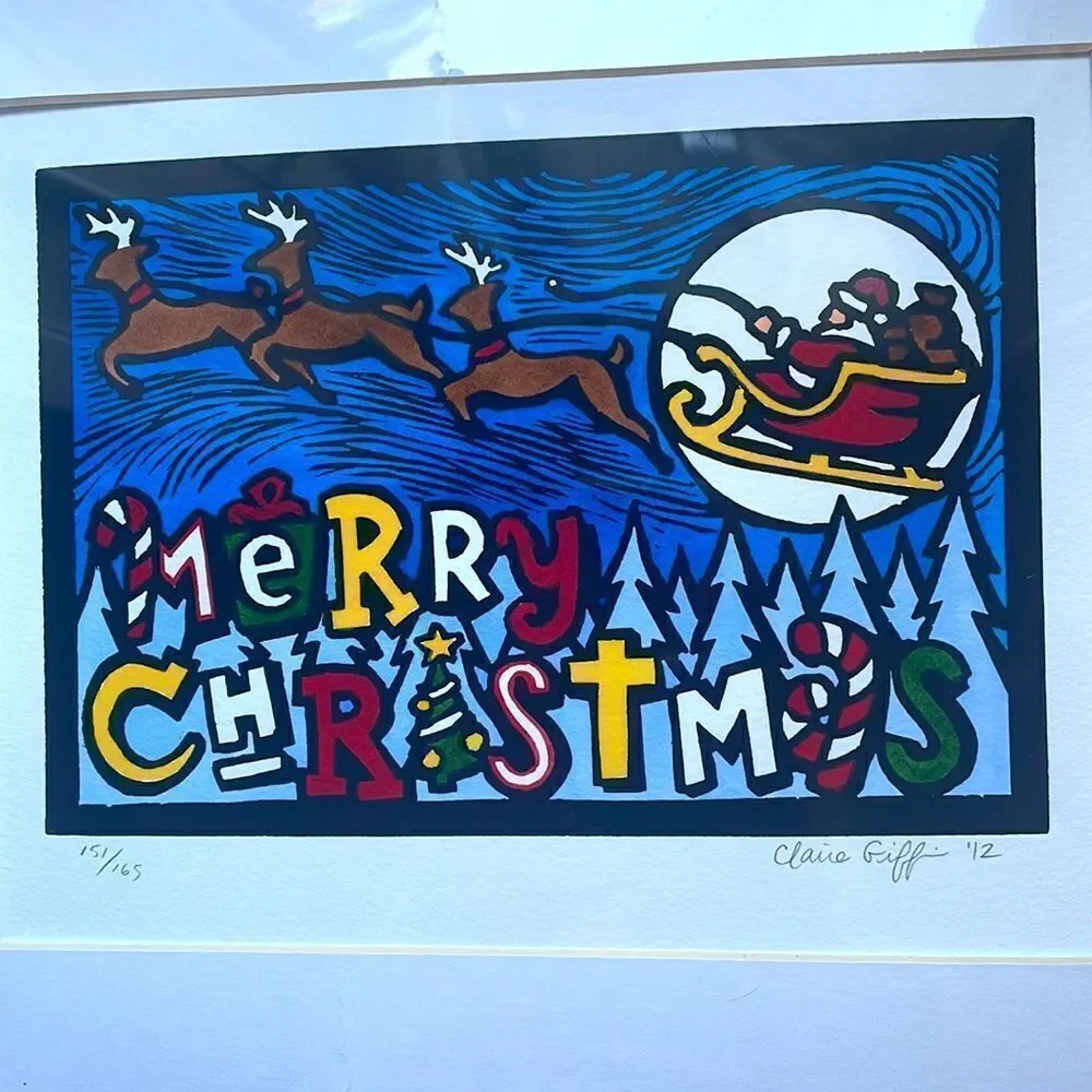 New in packaging print of Santa with‎ reindeer with “Merry Christmas “